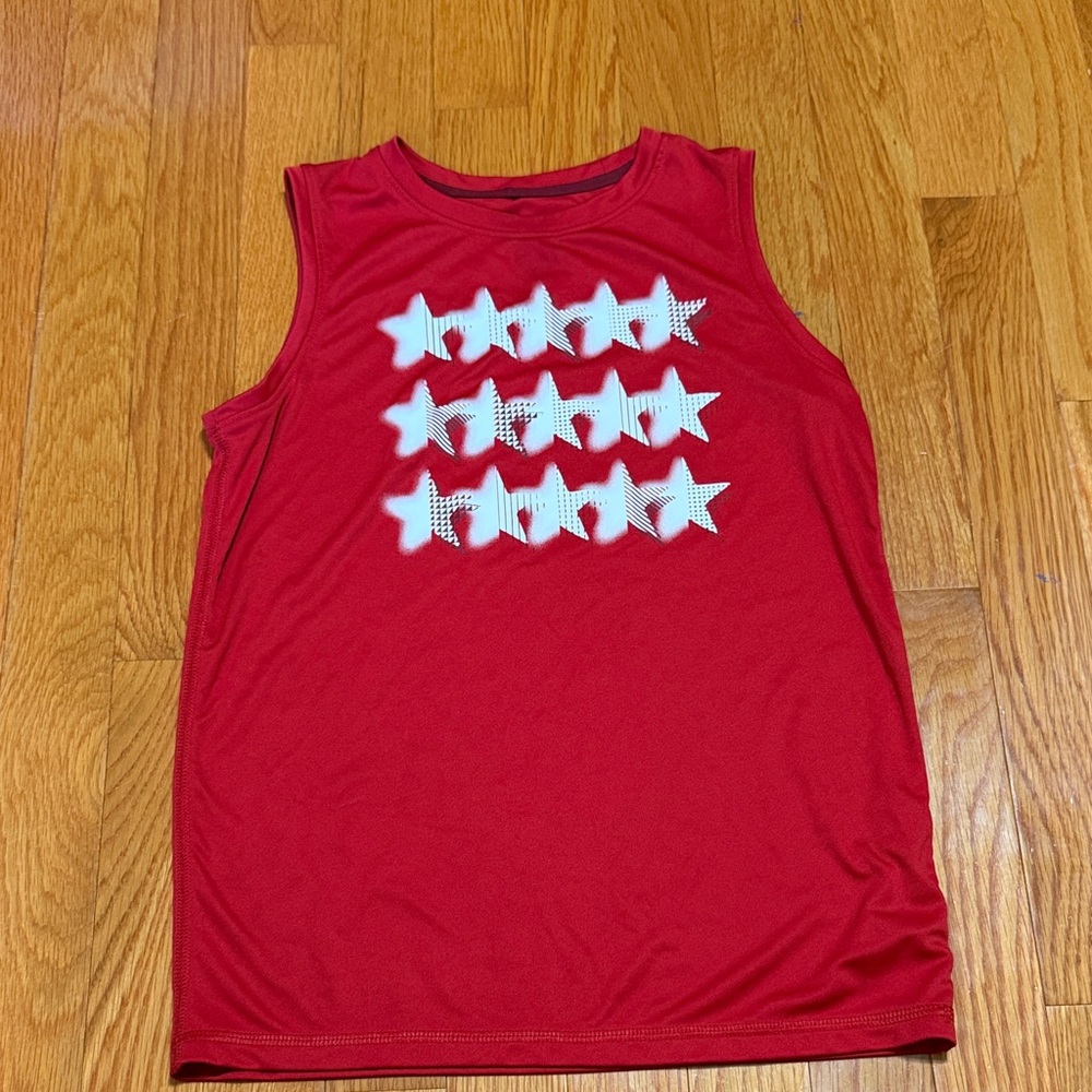 all in motion Red Tank Top with White Star Graphic